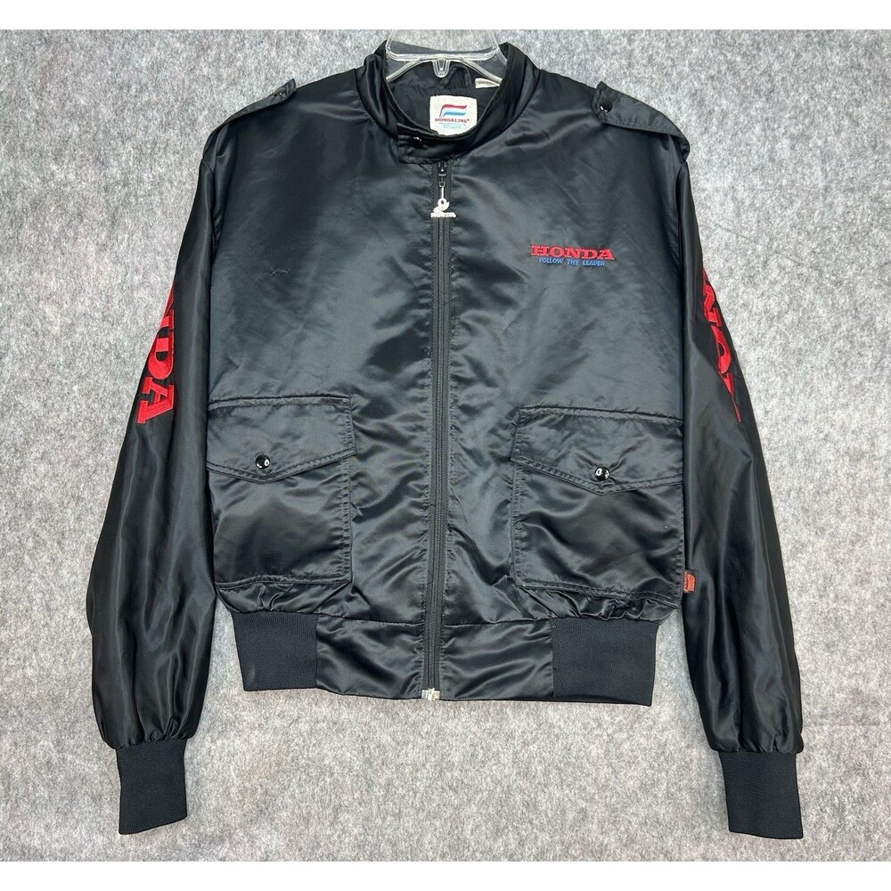 Vtg Hondaline Honda Follow The Leader Black Zip Jacket Men’s Large